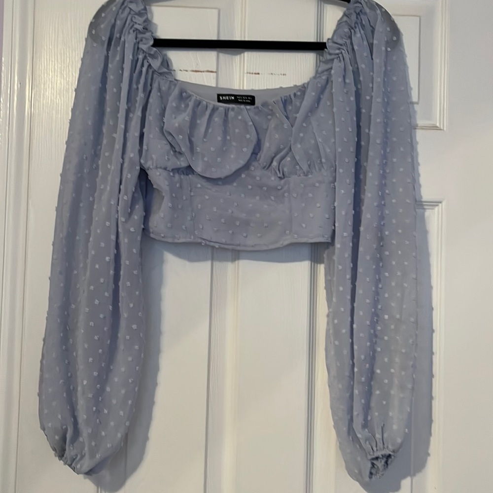 periwinkle crop blouse